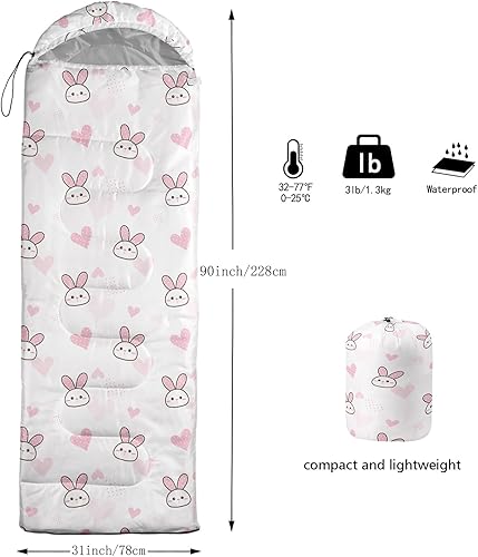 Vista 83 de Axolotl Moon Stars - Saco de dormir para niños, saco de dormir ligero y cálido para clima frío, saco de dormir portátil impermeable para camping