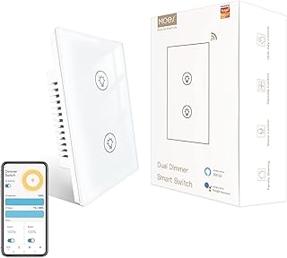 Dual Dimmer Switch, Double Dimmer Switch for LED Lights, Full Range Dimming, WiFi Smart Light Switch Neutral Wire Required, Single Pole, 300W INC, 75W LED/CFL, Smart Life/Tuya APP Remote Control