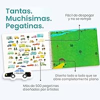 Vista 3 de CUPKIN Libro de Adhesivos para Niños 2-4, +500 Adhesivos para Niños, Coches, Camiones, Aviones y Trenes 12 Páginas para Colorear 12 Escenas Lado a