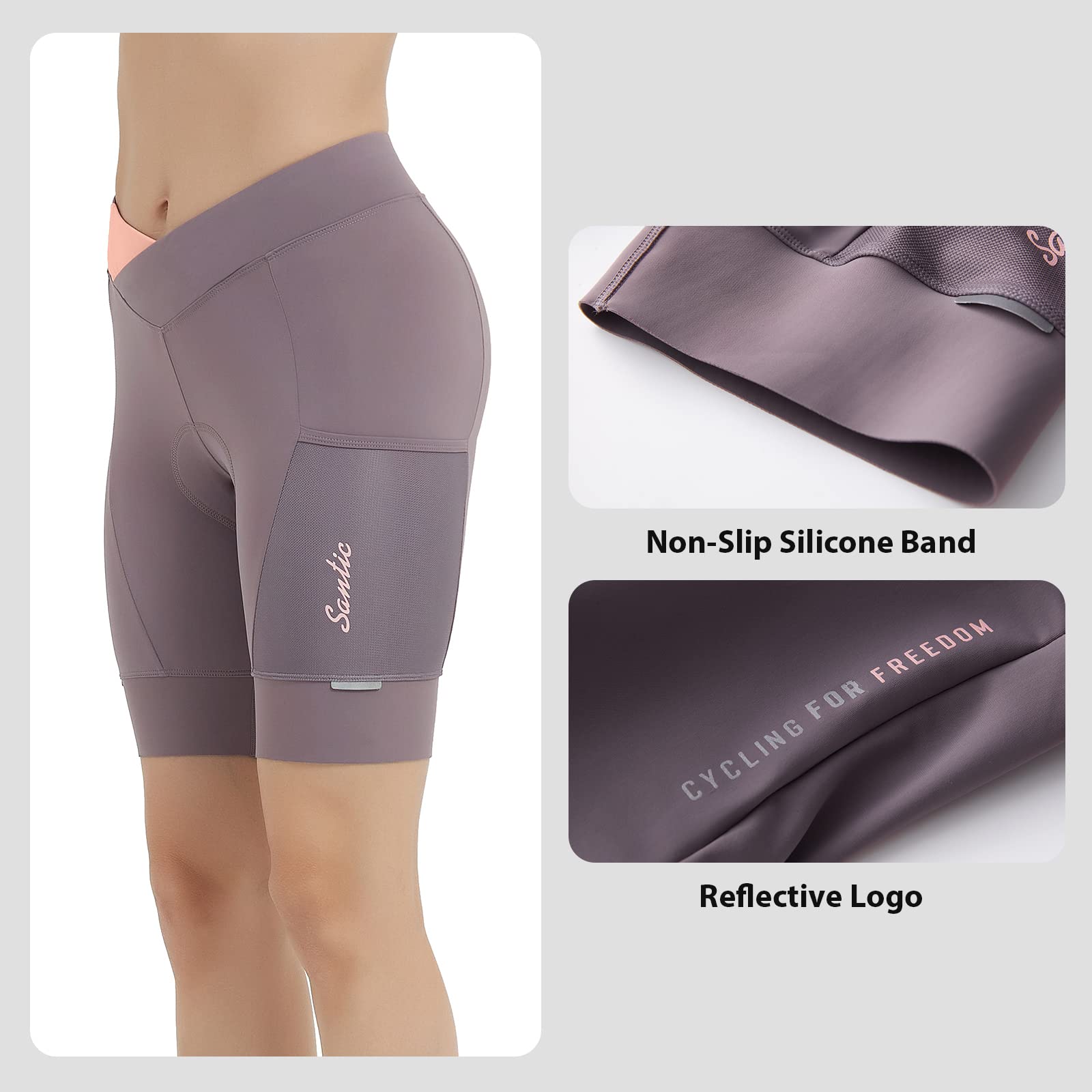 Santic Pantalones Cortos de Ciclismo Pantalones Cortos de Ciclismo Acolchados para Mujer
