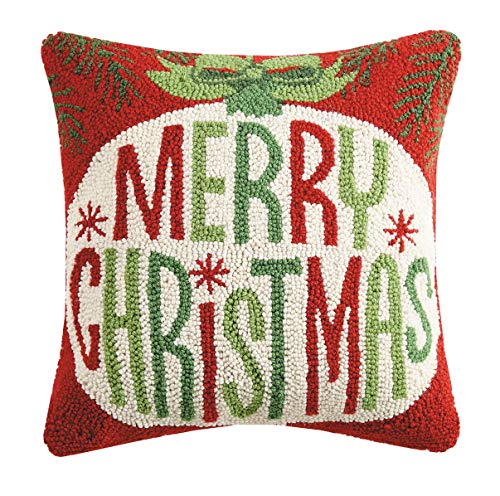 Peking Handicraft 31TG119C16SQ Merry Christmas Hook Pillow, 16-inch Square