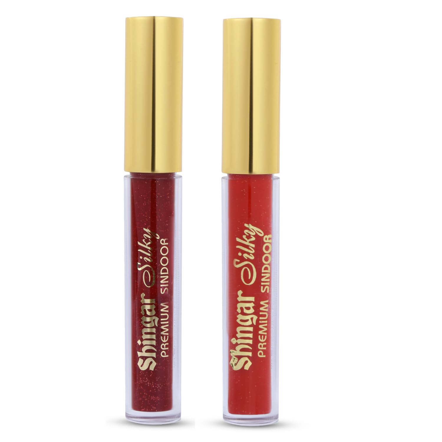 Shingar Silky Premium Sindoor | Formulated With Non Toxic Ingredients | Sponge Tip Applicator | With Non Irritable & Quick-Drying Formula | Water Resistant & Smudge Proof | Glitter Finish | Travel Friendly | liquid sindoor | liquid sindoor red | glitter liquid sindoor – Red & Deep Red, 7ml