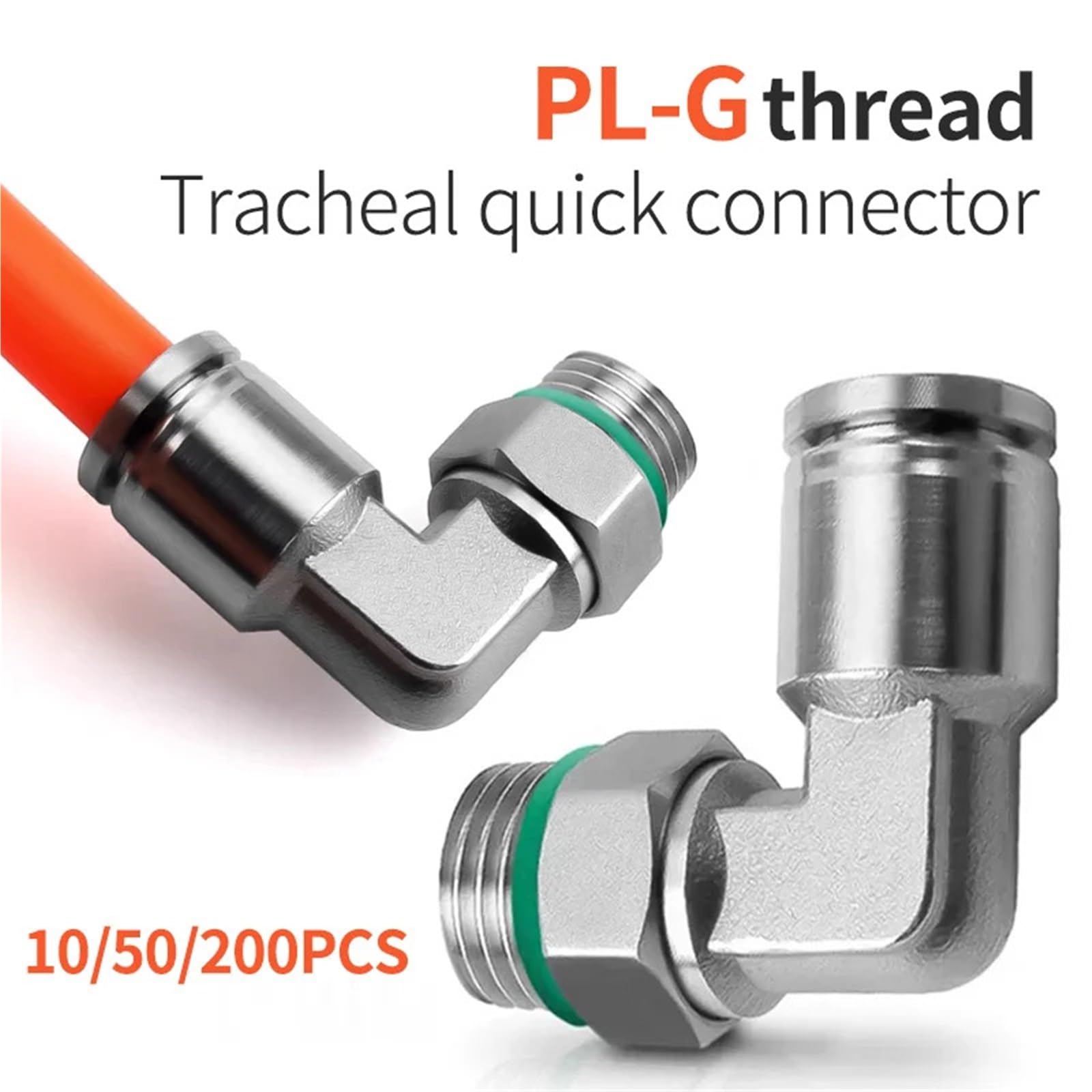 Conector Neumático 10/50/200 Uds. Conector de manguera neumática acero inoxidable 304 conector tubo aire PL 1/8 1/4 3/8 1/2 accesorios tubería liberación rápida(PL8-G03,50 Pcs)