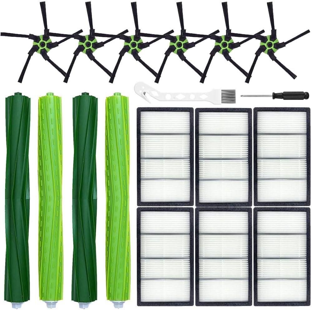 16 Pack Replacement Parts For iRobot Roomba s9 (9150) s9+ s9 Plus (9550) s Series Vacuum Cleaner, 2 Set Rubber Brushes,6 Side Brushes,6 HEPA Filters,2 Tools