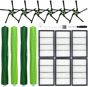 16 Pack Replacement Parts For iRobot Roomba s9 9150 s9+ s9 Plus 9550 s Series Vacuum Cleaner, 2 Set Rubber Brushes,6 Side Brushes,6 HEPA Filters,2 Tools
