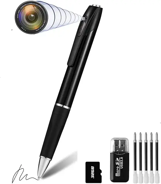 Caméra Stylo Espion 1080P Mini Rechargeable avec 150 Min Autonomie