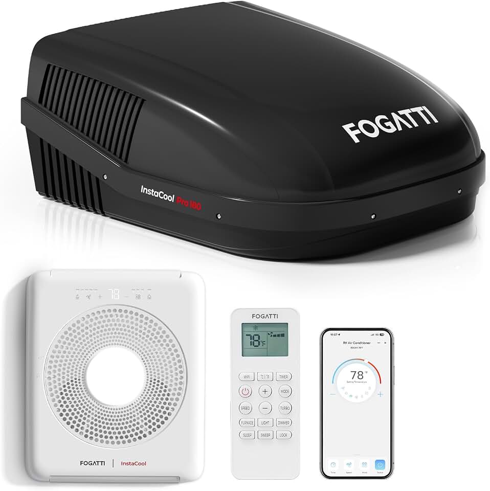 FOGATTI RV Air Conditioner 18K BTU, Cooling Only, Ducted, Black