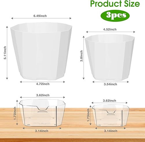 Miniatura 2 de Paquete de 6 macetas de riego automático, macetas de plástico de riego automático de 6.65 pulgadas para plantas de interior y exterior, macetas de