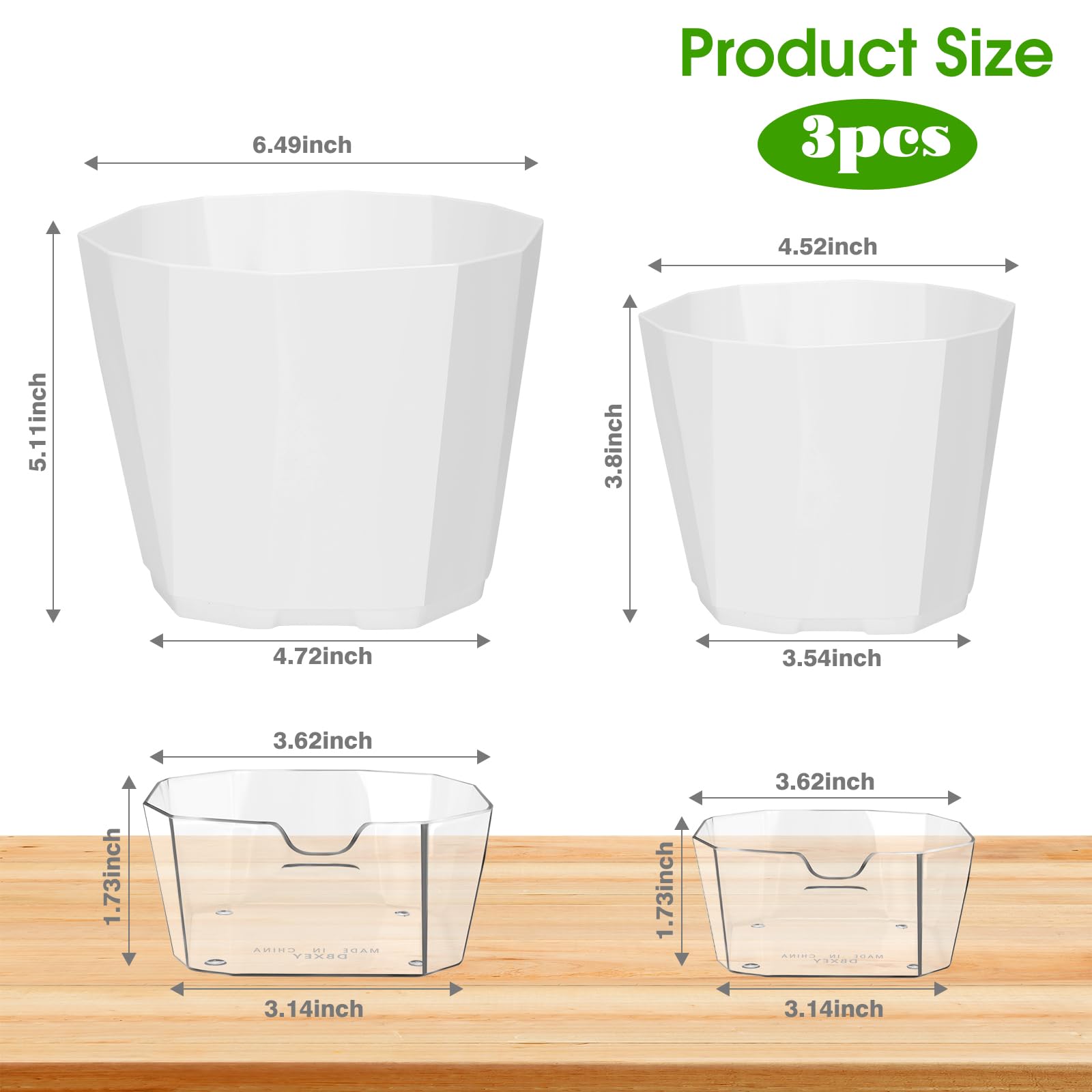 TekkPerry 6 Pack Self Watering Plant Pot, 6.6/5 Inch Plastic Self Watering Pots for Indoor Outdoor Plants African Violet Pots Easy Plant Self Watering Pot with Wick Rope for Plants Flowers