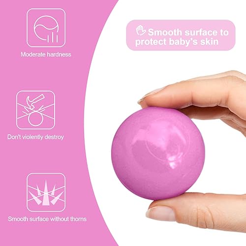 Miniatura 4 de MEOGETY Pelotas de plástico a prueba de aplastamiento para bebés de 1 a 3 años con bolsa de malla