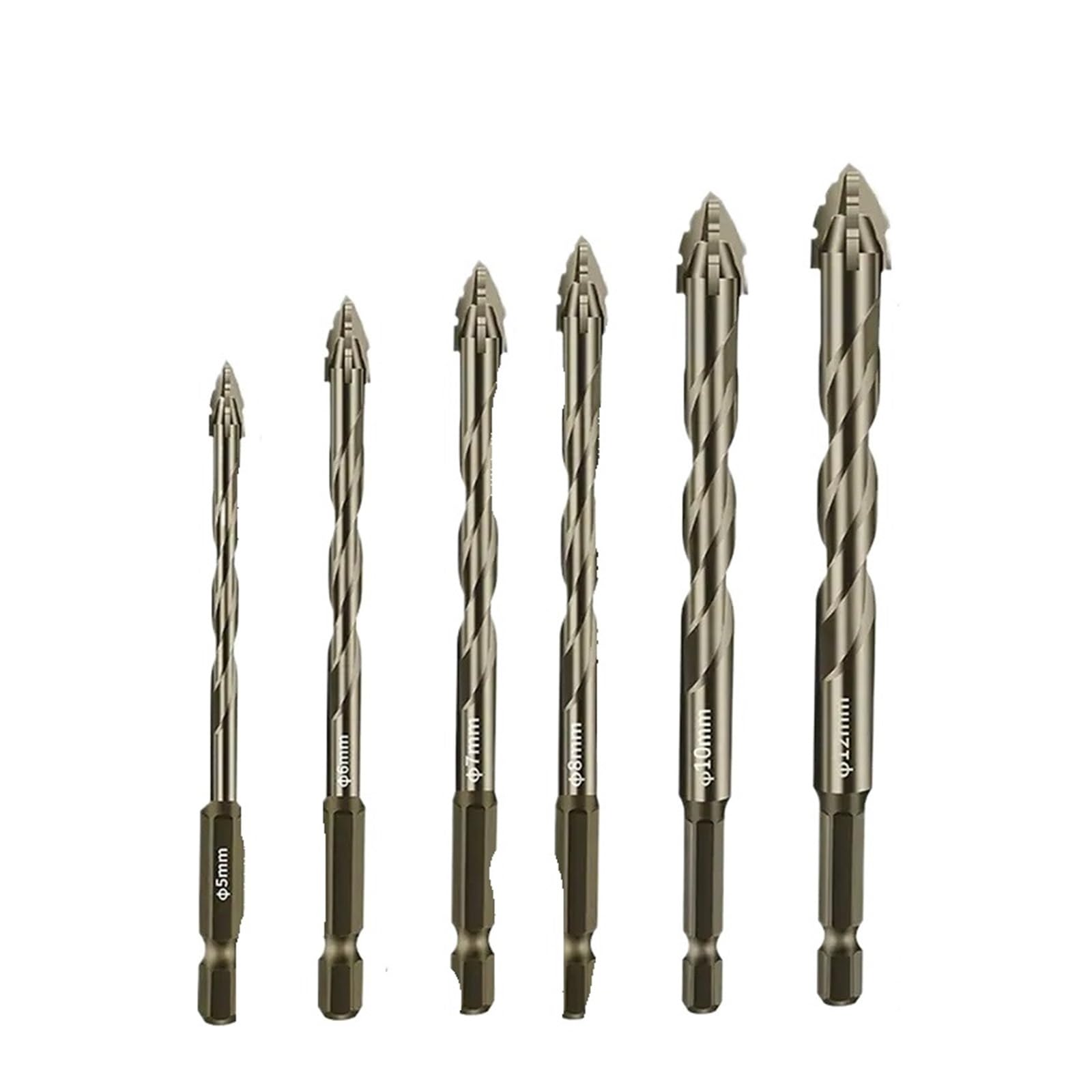 Wiertła Piłokształtne Czteroostrzowe | 5/6 sztuk 4-12mm wiertła piłokształtne płytki szklane betonowe wiercenie w metalu(6PCS)