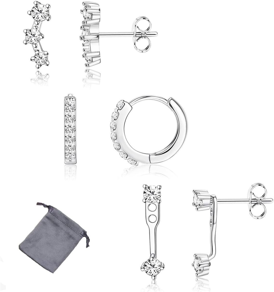 Gold Hoop Earrings, 3 Pairs Small Women Gold Plated Lightweight Earrings Set for Multiple Piercing Trendy Cute Earring Stacks for Sensitive Ears Jewelry Trendy Gifts Silver