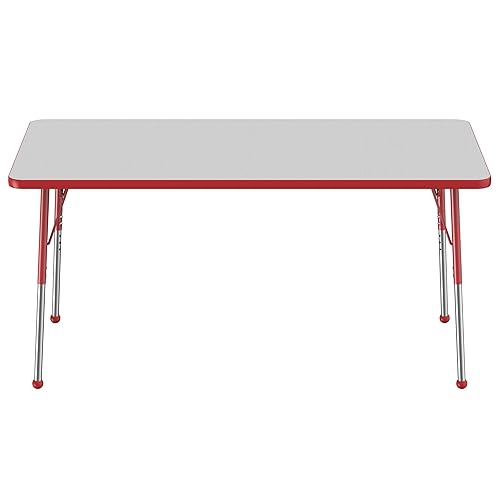 Miniatura 8 de FDP - Mesa rectangular para actividades escolares y de oficina (30 x 60 pulgadas), patas estándar con deslizadores de bolas, altura ajustable de 19