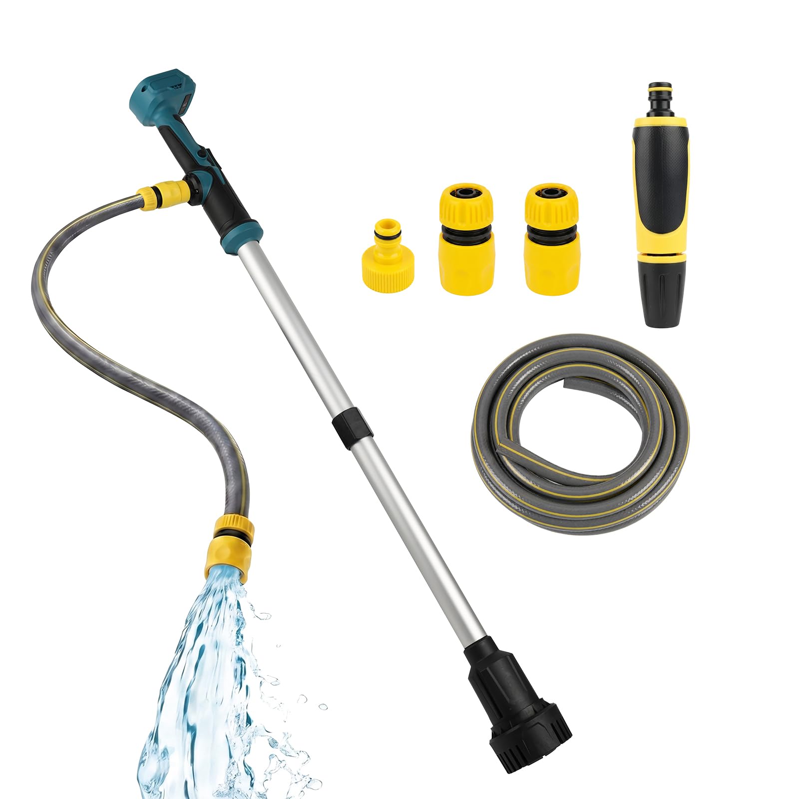 Akku Regenfasspumpe Wasserpumpe Kompatibel mit Makita Akku 18V | Kabellose Stab-Wassertransferpumpe, Tragbare Elektrische Wasserpumpe 3600 l/h, Förderhöhe 3 m für Pool/Gärten(no Akku)