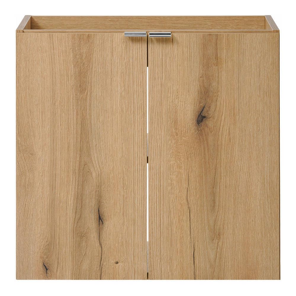 [en.casa] Mueble de Baño con Lavabo Redondo Newport Instalación Mural Armario Baño con 2 Puertas y Encimera 1 Lavabo de Cerámica MDF 60x72x40cm - Roble