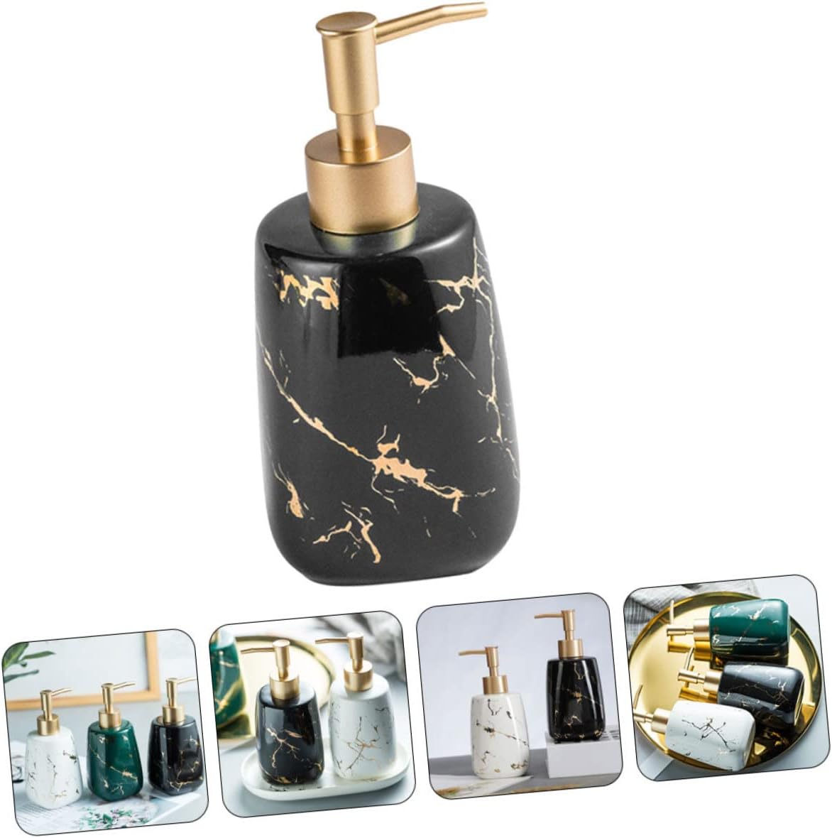 ULTECHNOVO Bathroom Soap Dispenser Press Type Pump Bottle for Shampoo Lotion Liquid Soap Polished Marble Design Lightweight Home Soap Bottle Easy to Use