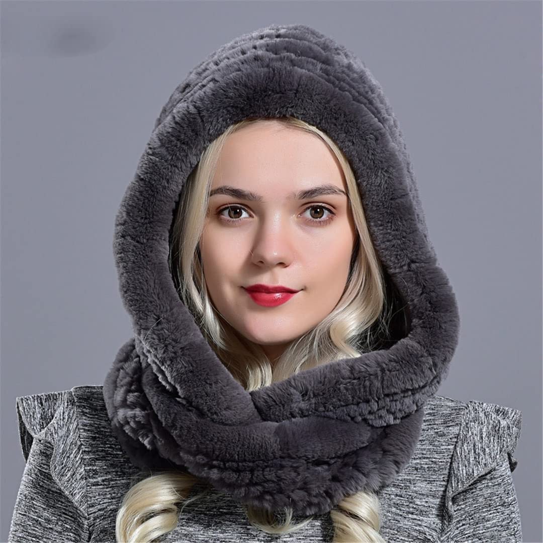 手編みフード付きマフラー バラクラバフード付きマフラーニット帽