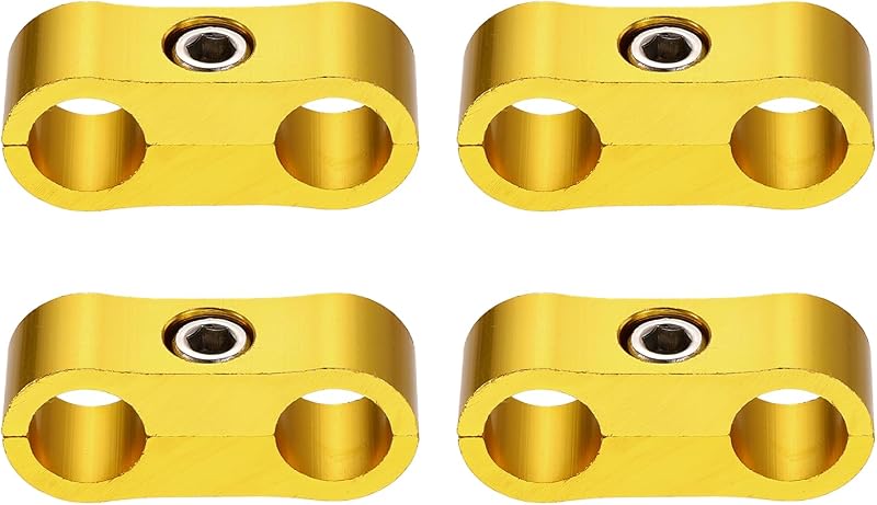 Abraçadeira separadora de mangueiras 4AN HARFINGTON em alumínio dourado – Kit com 4 unidades
