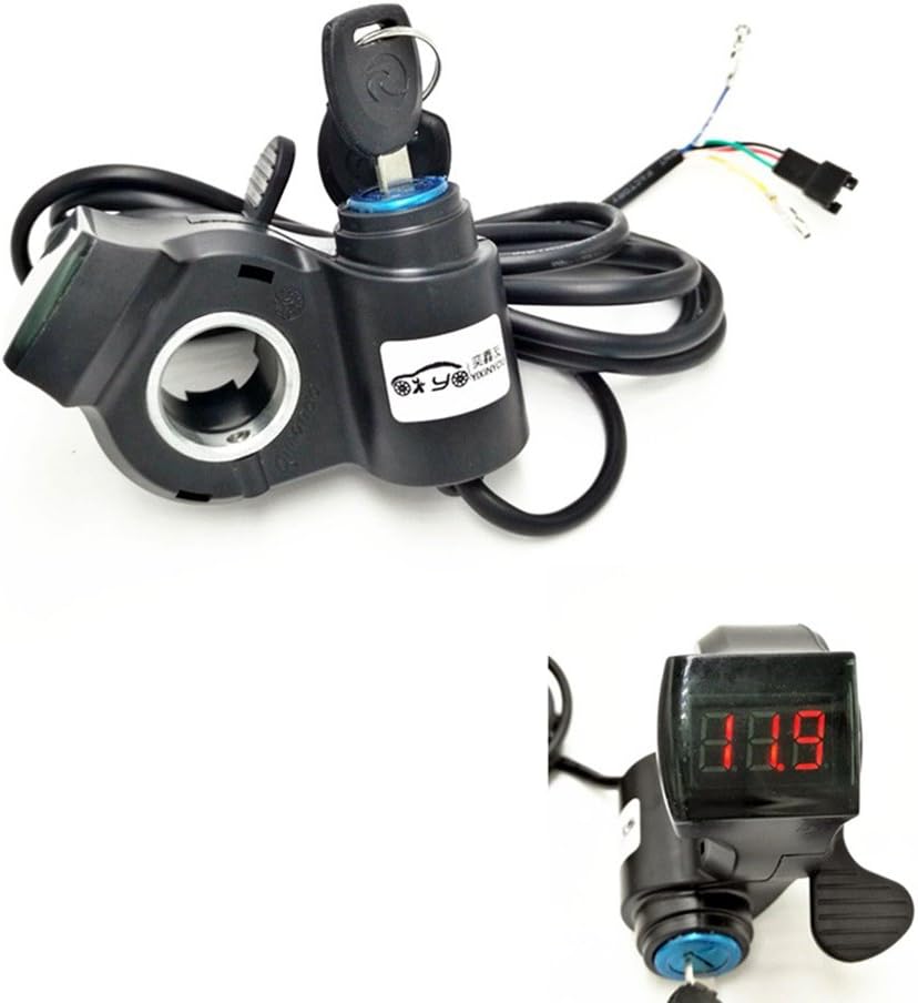 DRL Global Electric Bike Scooter Thumb Throttle 12-100v LED Display Voltmeter & Key Lock