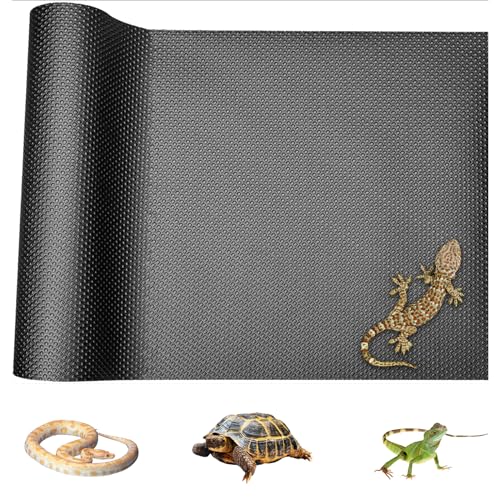 YOYIAG Reptile Carpet, 17 x 78 EVA Pet Mat Terrarium Liner, Waterproof Non-slip Floor Mat Pet Supplies, Reptile Terrarium Mat for Turtles, Lizard, Chamelon, Iguana(Black)