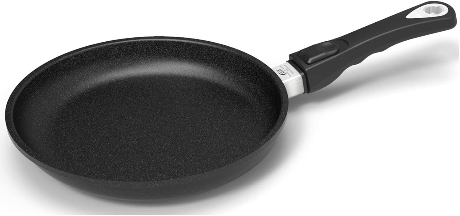 Lotan® AMZN-I-424-Z20B Frying Pan Diameter 24 cm Diameter 4 cm High Removable Handle Suitable for Induction Cookers Non-Stick Finish Cast Aluminium