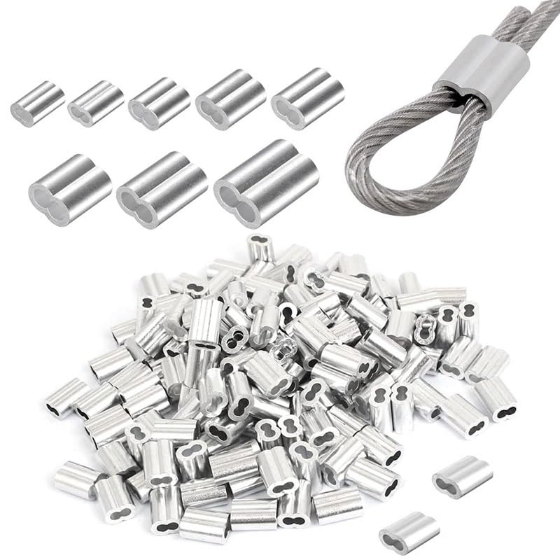 fune di acciaio in alluminio, Morsetti for cavi in ​​alluminio, manicotti a crimpare a doppio foro, ghiere for cavi, dimensioni M1-M12, confezione(M2.5 200pcs)