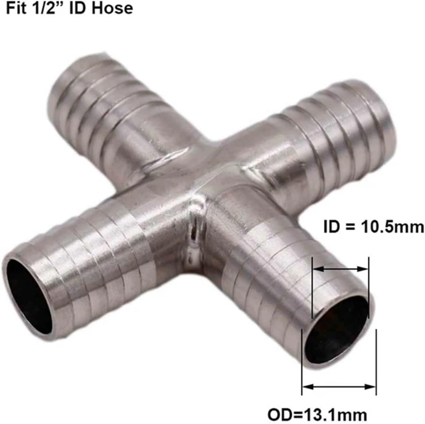 Home Brewing Stainless Barb Cross 1/4" 3/8" 1/2" Hose Barb Fitting Homebrew Beer Hardware Brewing Accessories(L)