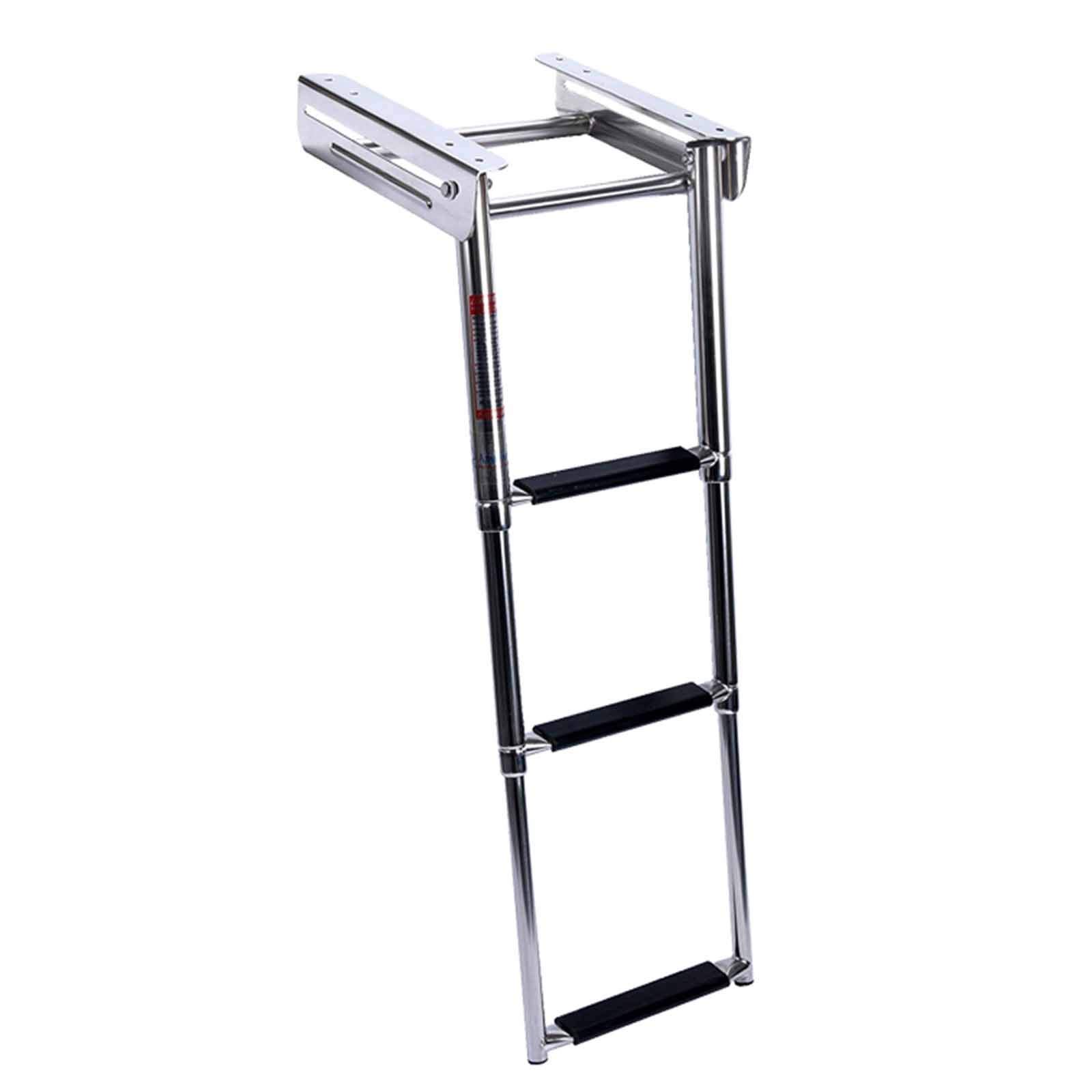 Składana platforma, drabinka do wsiadania na łódź, do pontonu, jachtu, basenu, silnika zaburtowego i doku dla łodzi — stal nierdzewna, obciążenie 150 kg(3 Step)