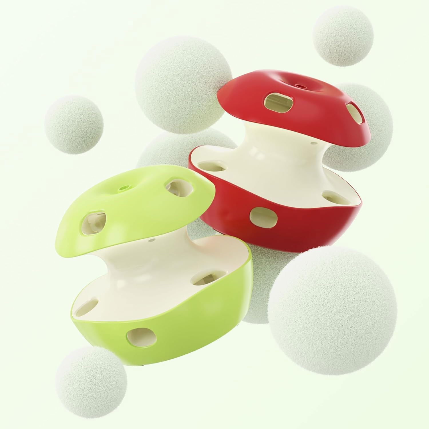 Cat Puzzle Toy Apple-Shaped,Katzen-Puzzle-Spielzeug in Apfelform,Interaktives Katzenspielzeug mit Smart Sensor & Behandlungs-Dosierkugel,Wiederaufladbar Intelligenzspielzeug für Hauskatzen (Rot)