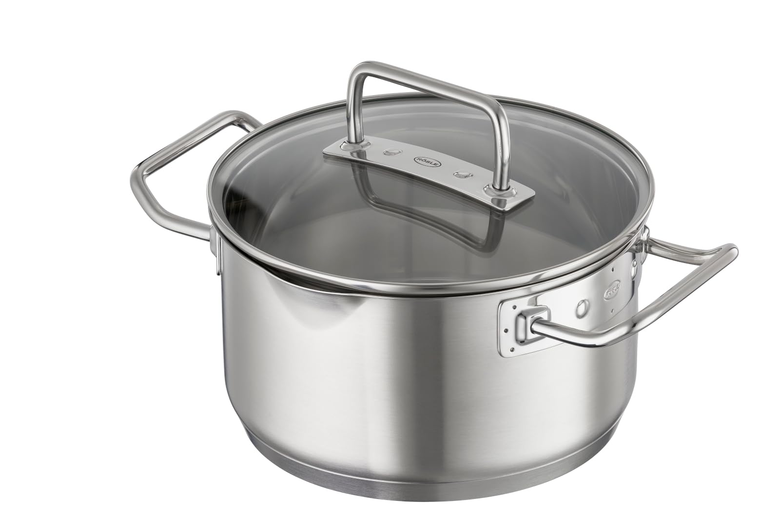 RÖSLE EXPERTISO - Cazuela, cazuela universal de acero inoxidable 18/10, 20 cm, tapa de cristal, escala interna, apta para inducción, apta para lavavajillas