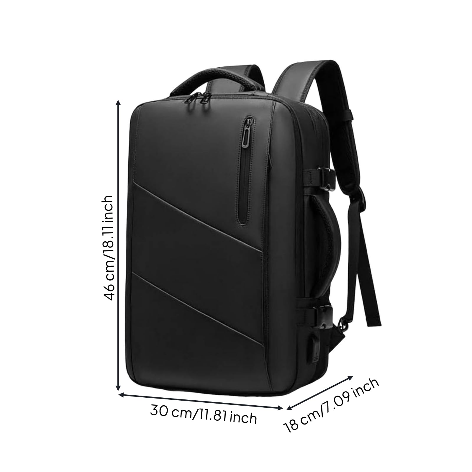 Mochila Expandible Hombre Mochila de Viaje Mochila para Portátil Mochila con Puerto USB y Separación Húmedo Seco en Oxford y
