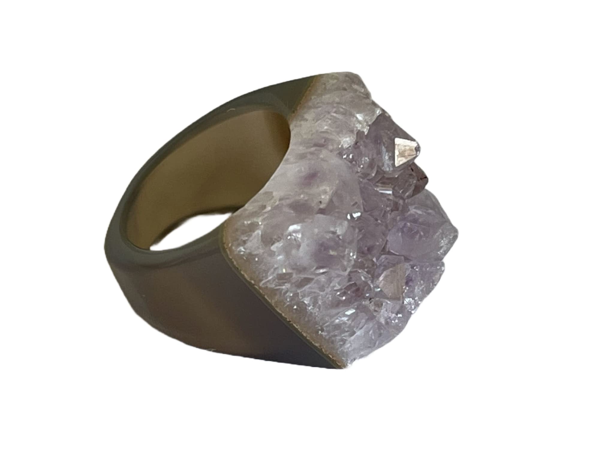 Carved Agate Druzy Ring size 8.5