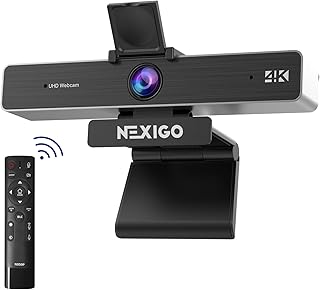 Webcam com zoom 4K certificado por zoom com controle remoto e software, sensor Sony Starvis, zoom digital 5X, câmera web NexiGo N950P Pro 2021 com microfones estéreo, para equipes Zoom Skype Twitch (renovado)