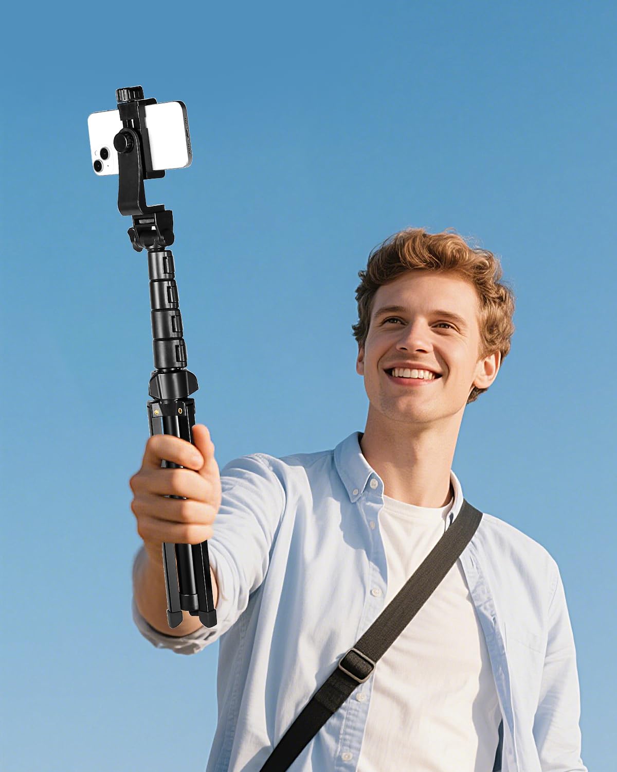 CAMBOFOTO Trépied Téléphone Portable 168cm Aluminium Professionnel,Trepied Smartphone, Support Universel pour Smartphone/iPhone/Appareil Photo, Léger et Portable pour Voyage, Vlogging