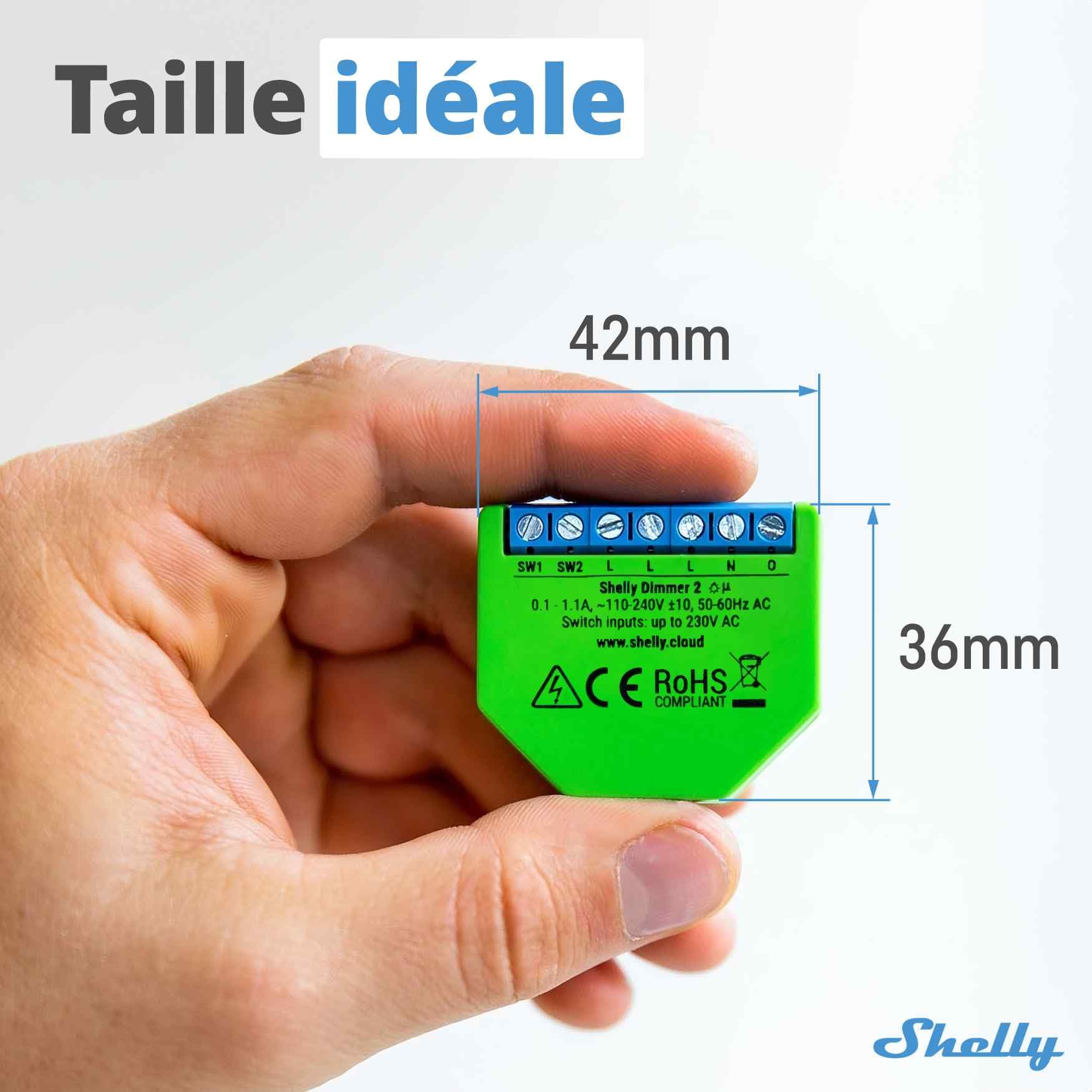 Shelly Dimmer 2 - Interrupteur Variateur de Lumière Wi-Fi, Gradateur LED et Halogènes, Intesnité variable 50-200 VA/10W-200 W, Aucun hub requis, Alexa & Google home, app iOS Android (Lot de 2)