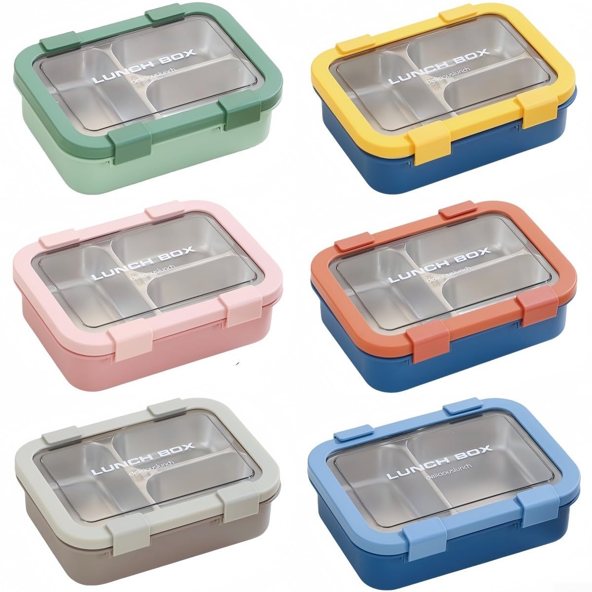 Niceminiwall Stainless Steel Lunch Box | 3 Compartment Metal Lunch Containers | Leakproof Lid For Kids/Adults | Lunch Container For Office(Green)