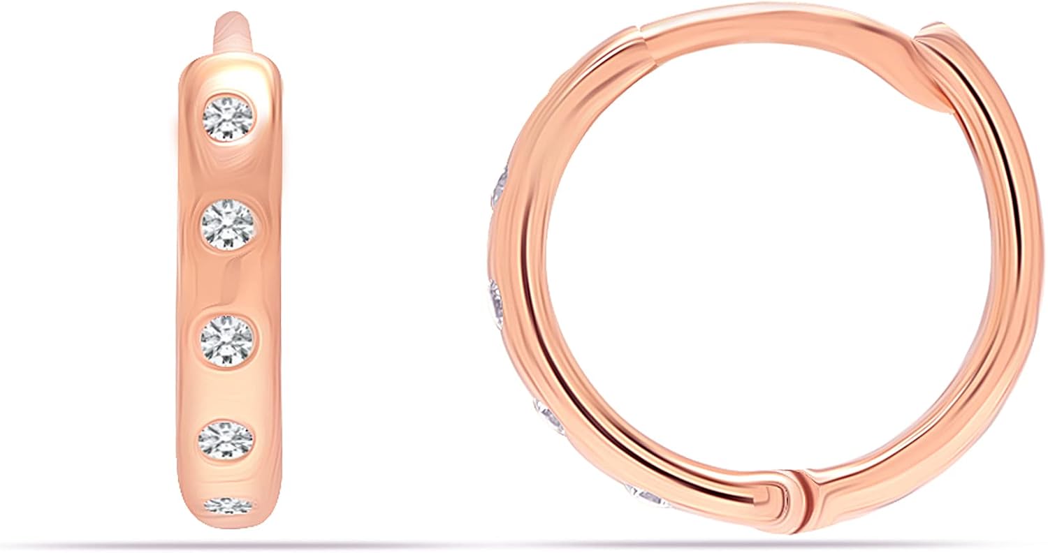Charmsy - Pendientes de aro redondos de plata de ley ligeros para hombres, mujeres y adolescentes
