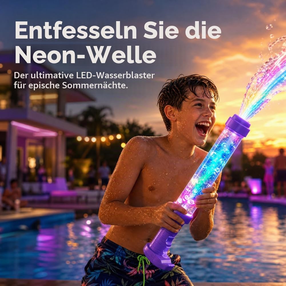 13.8" Glowing Rainbow LED Water Blaster | Summer Fun that Pops Like Magic, LED Water Blaster with Rainbow Lights - Glow in The Dark Water Gun for Adults, for Outdoor Summer Party (3)