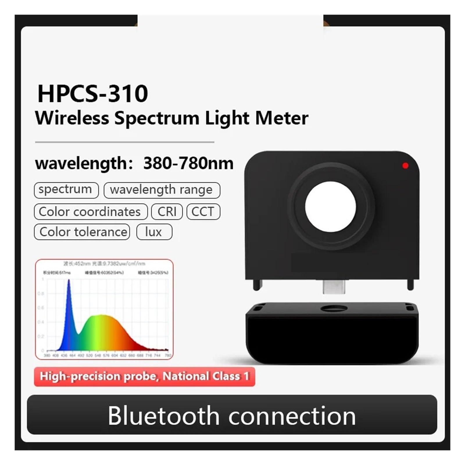 Espectrómetro Portátil, Espectrómetro de luz CCT CRI Merer HPCS310 económico