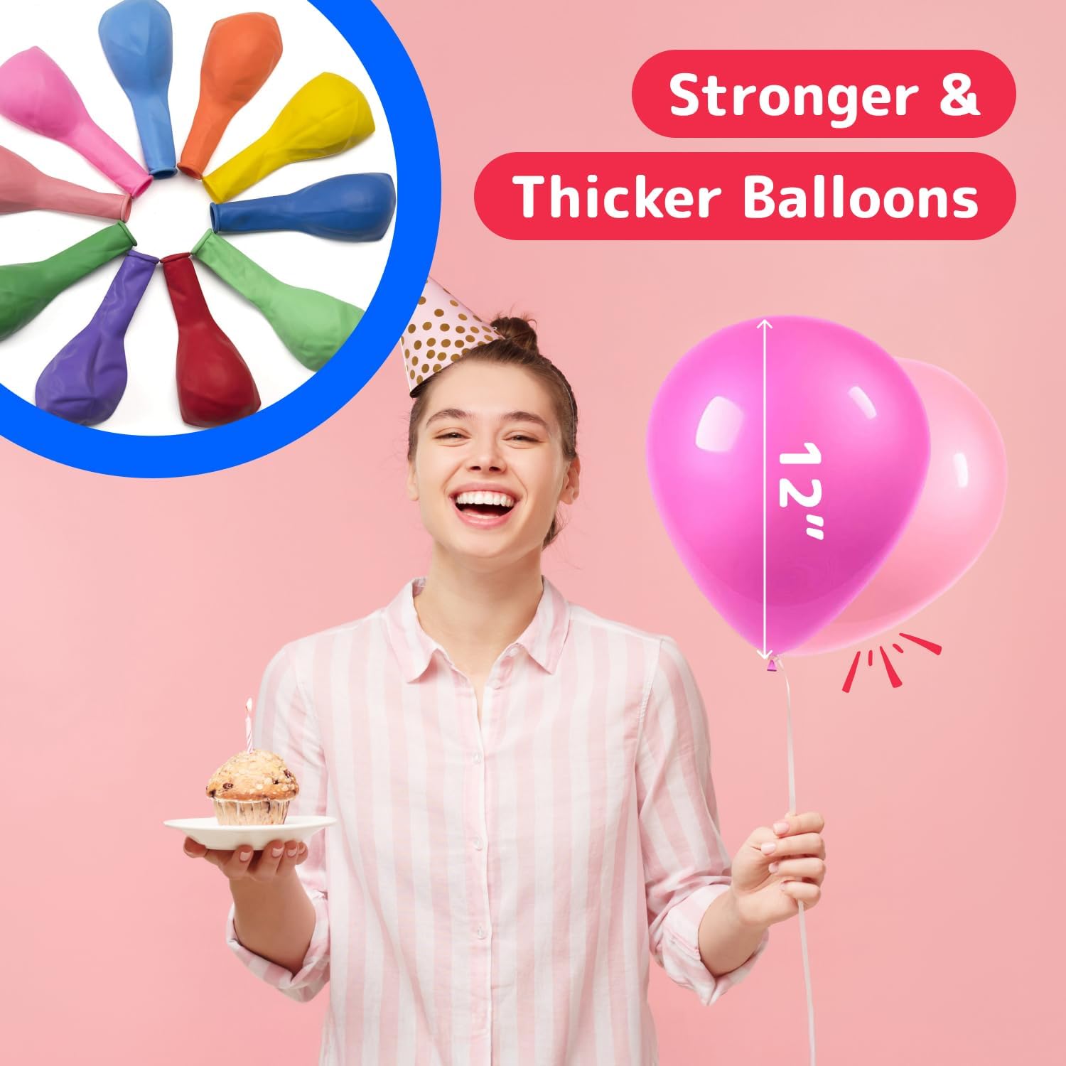 Prextex 300 Party Balloons 12 Inch 10 Assorted Rainbow Colors - Bulk Pack of Strong Latex Balloons for Party Decorations, Birthday Parties Supplies or Arch Decor - Helium Quality