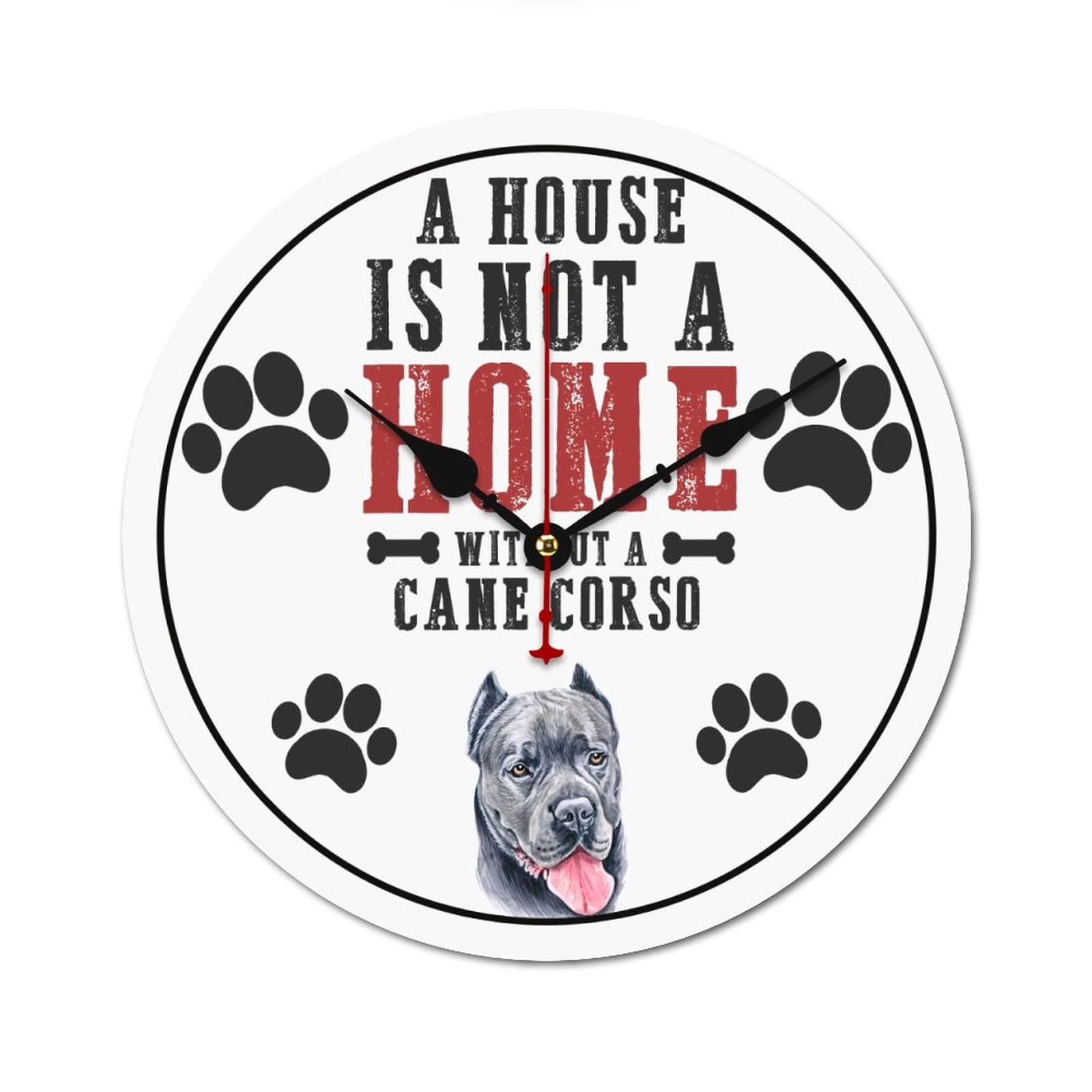 Horloge murale Cane Corso à quartz en format 38 cm pour salon