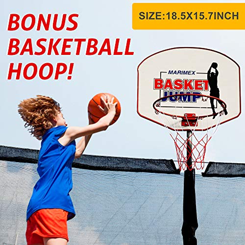 LUKDOF 14FT Trampoline with Basketball Hoop, 5.74FT High Safety Enclosure Net, Ladder, Kids Outdoor Trampoline (Upgraded 1.3mm Steel Tube) - Thumbnail 4