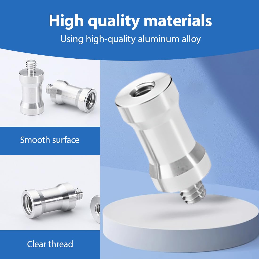 EIHI 4 Stück 1/4 Zoll Buchse Auf 1/4 Zoll Stecker Konverter Gewindeschraube Adapter Zapfen Aluminiumlegierung Für Studio Lichtstativ,Blitzschuh,Kaltschuhadapter, Gewindeadapter