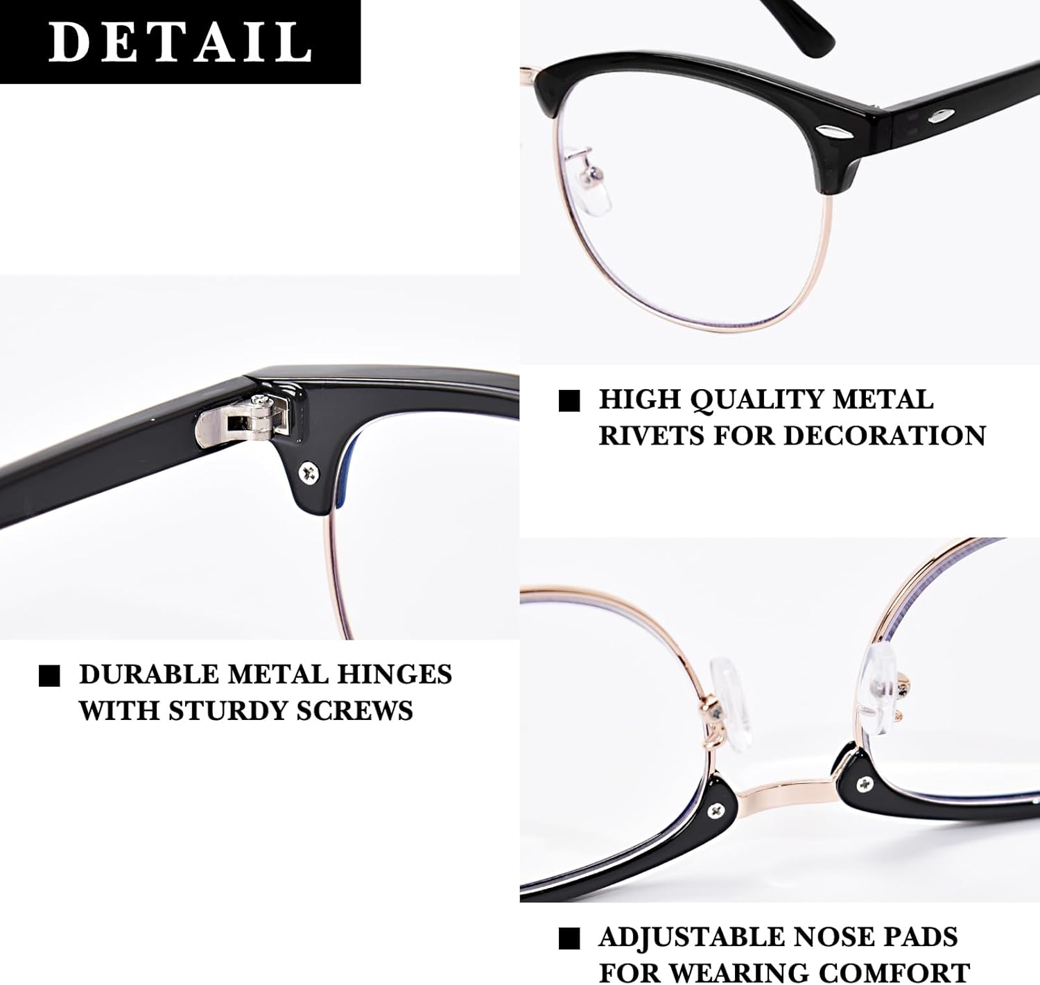 OPTOFENDY Progressive Multifocal Reading Glasses for Women Men Square Blue Light Blocking Classic Half Frame Computer Readers - Image 4