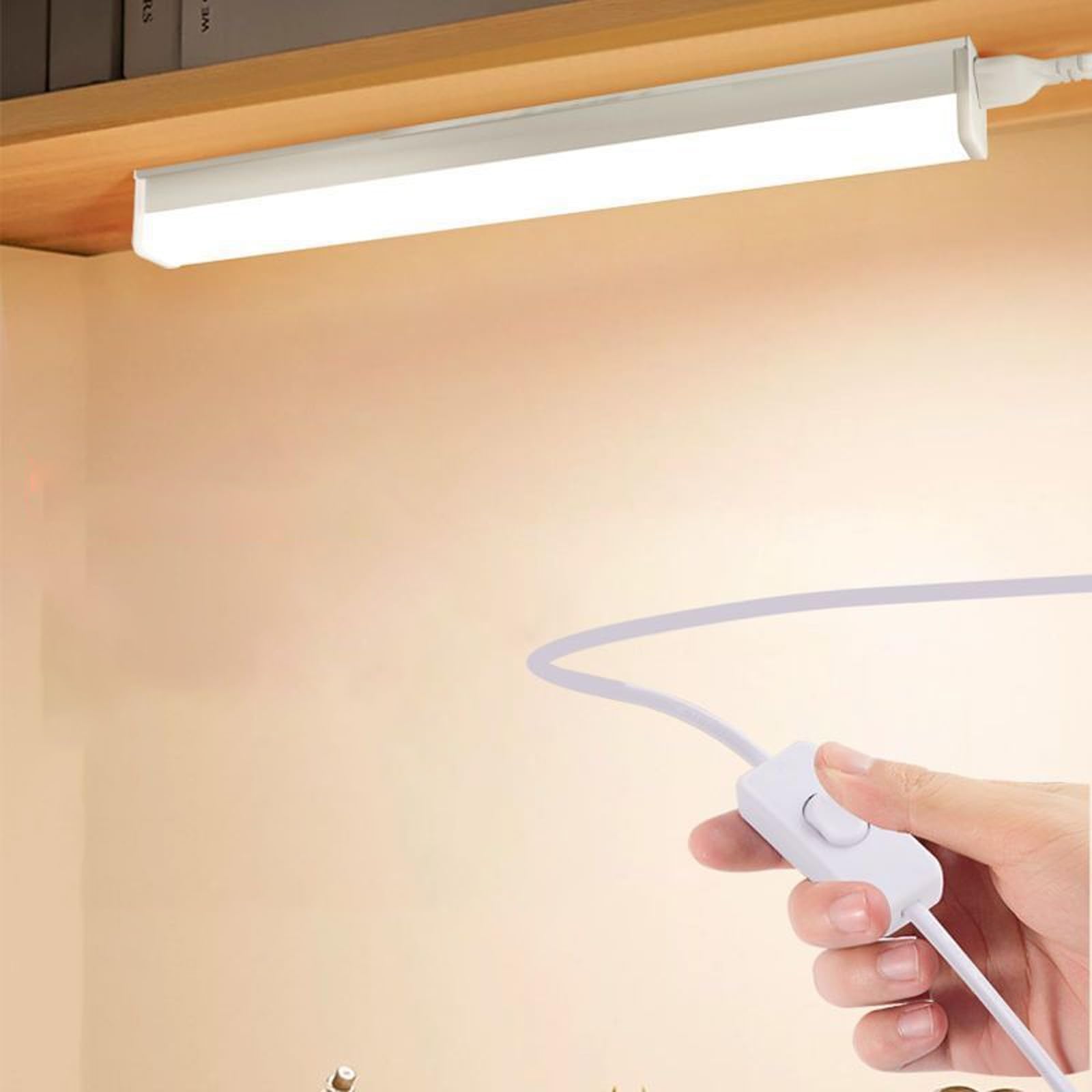 Biała lampa ścienna LED, długa, z przełącznikiem magnetycznym, ściemniana 3000K/4000K/6000K, nowoczesny minimalistyczny prostokątny design do wnętrz, idealna do wnętrz