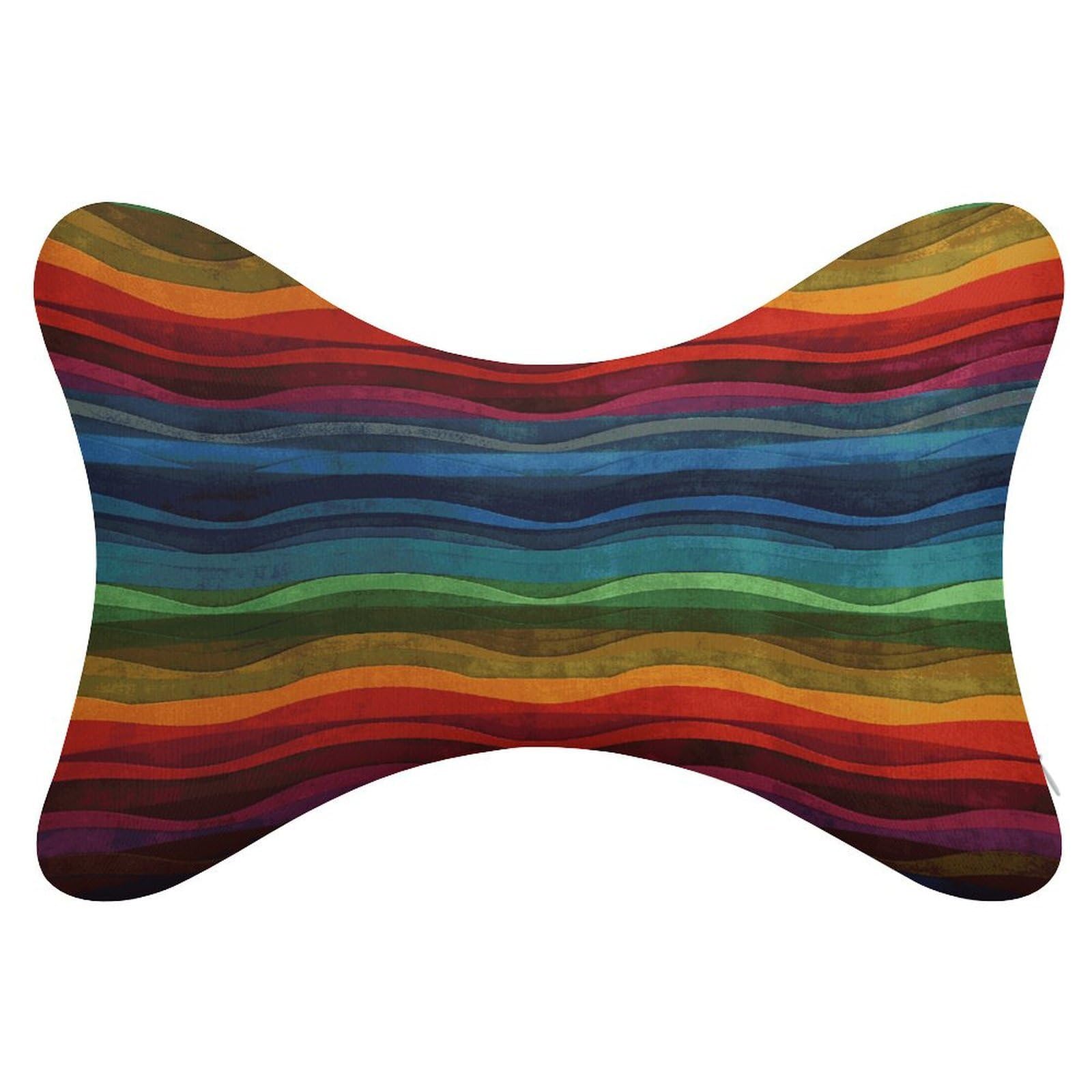 FekiLoot Rainbow Car Headrest Set of 2,Softness Memory Foam Car Neck Pillow with Breathable Removable Cover Car Neck Support Pillow Ergonomic for Driving, Office