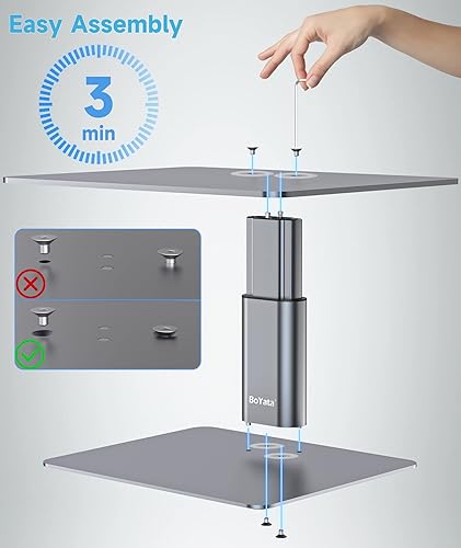 Miniatura 6 de BoYata Soporte para monitor, elevador de monitor ajustable, soporte de metal para computadora compatible con TV, PC, laptop, computadora, iMac y