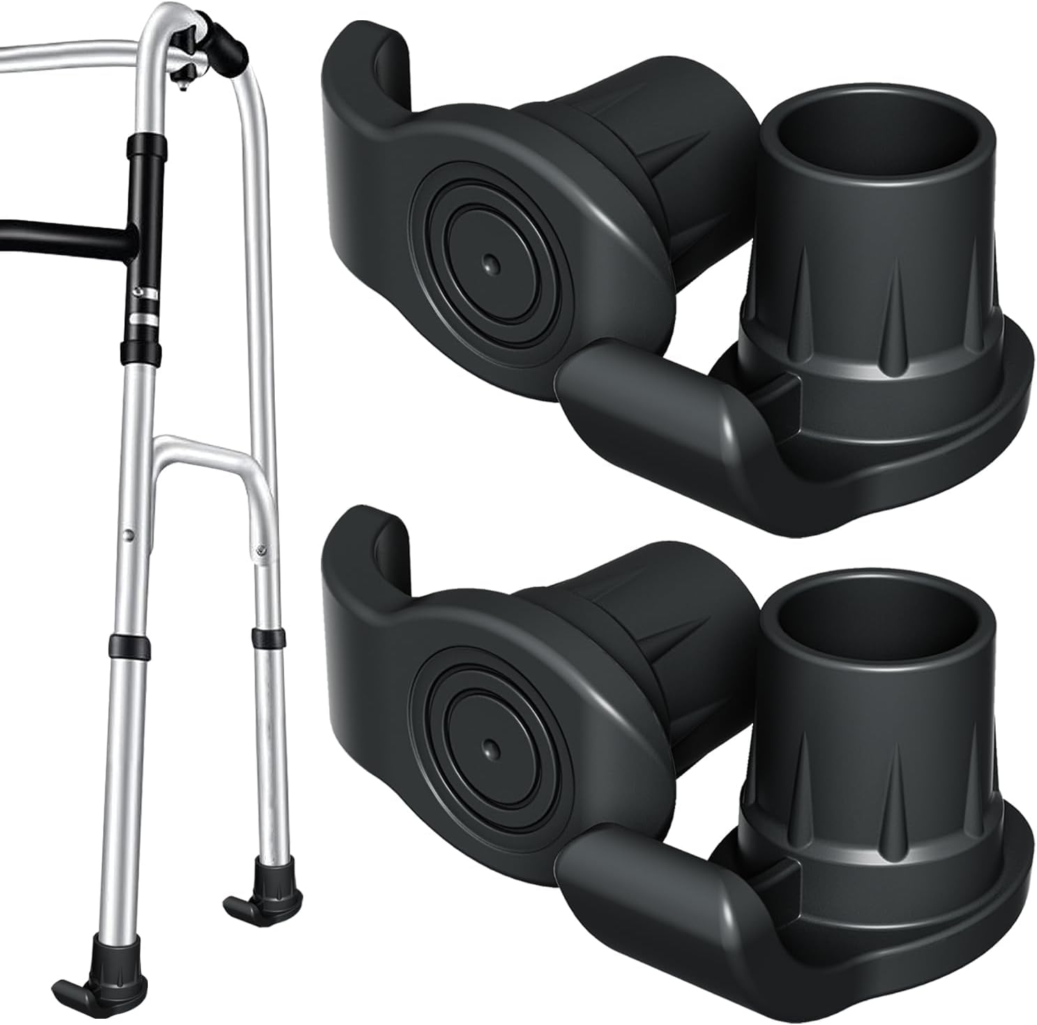 Heavy Duty Walker Ski Glides for Folding Walkers, 4 Pack Walker Accessories Skis Glides for Seniors, Sliders Or Gliders for Back Legs, Pads for Walker Feet,1 1/8 Inch Drive Rollator Accessories