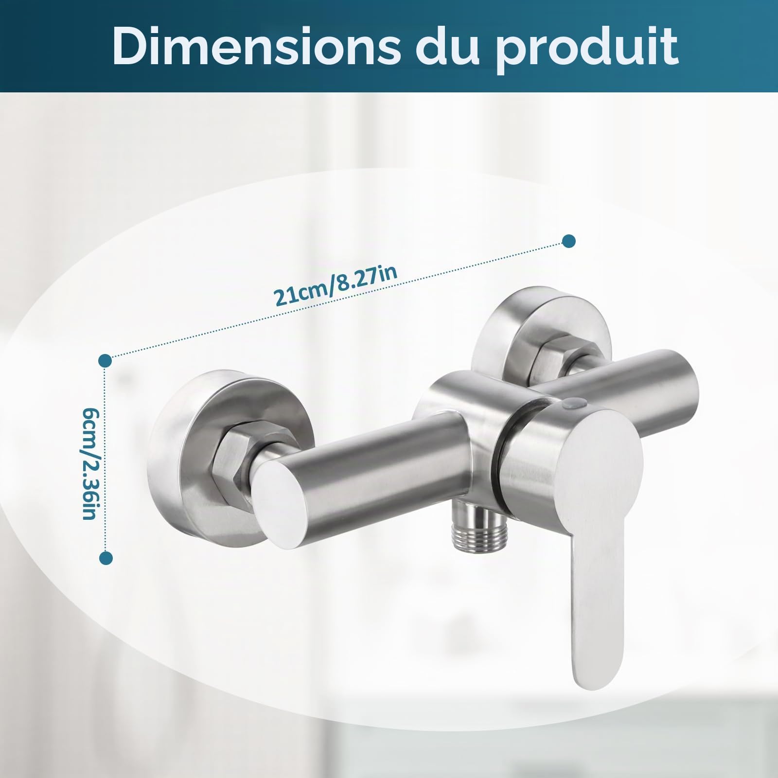 Mitigeur de Douche Mural, Robinet Douche Universel Acier inoxydable 304, Robinet salle Bain Douche, Mitigeur Bain Douche avec Accessoires