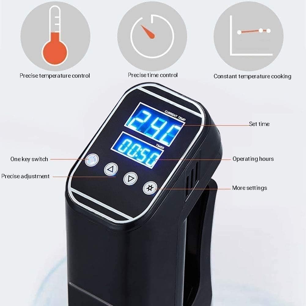 Sous Vide Cooker Thermal Immersion Circulator Sous Vide Pod 1200W Accurate Temperature Digital Timer LED Digital Display Ultra-quiet Black